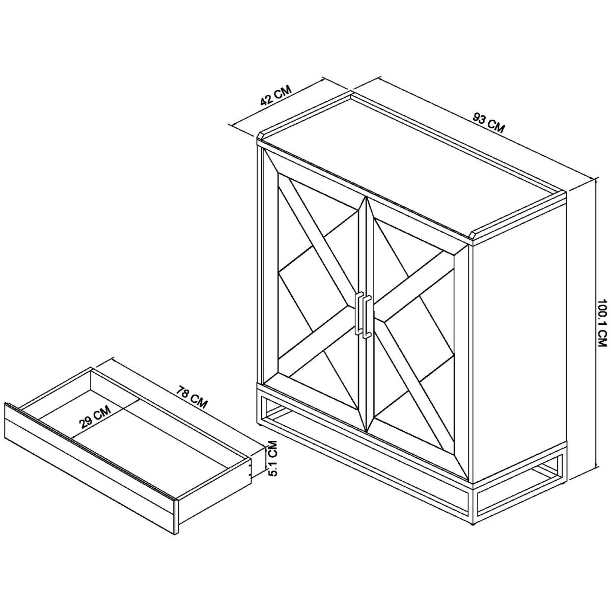 Meuble bar Inishmore en chêne et métal