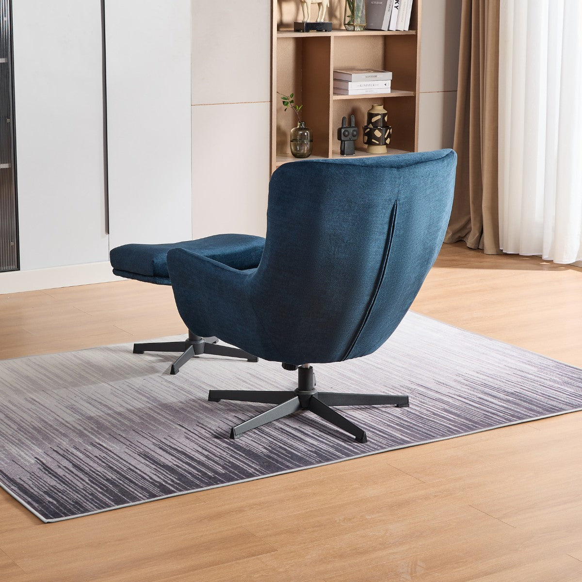 Fauteuil inclinable pivotant Irmina et repose-pieds