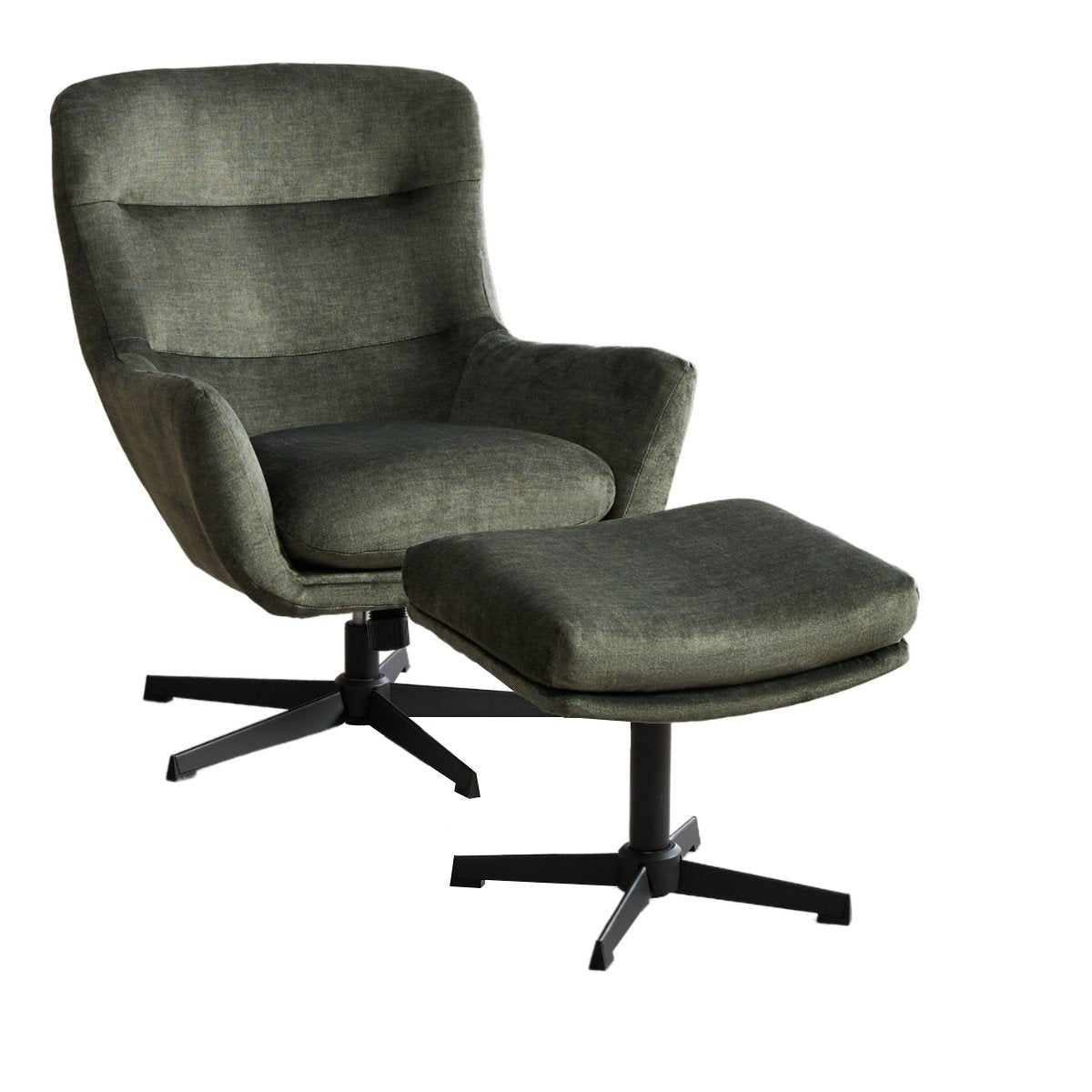 Fauteuil inclinable pivotant Irmina et repose-pieds