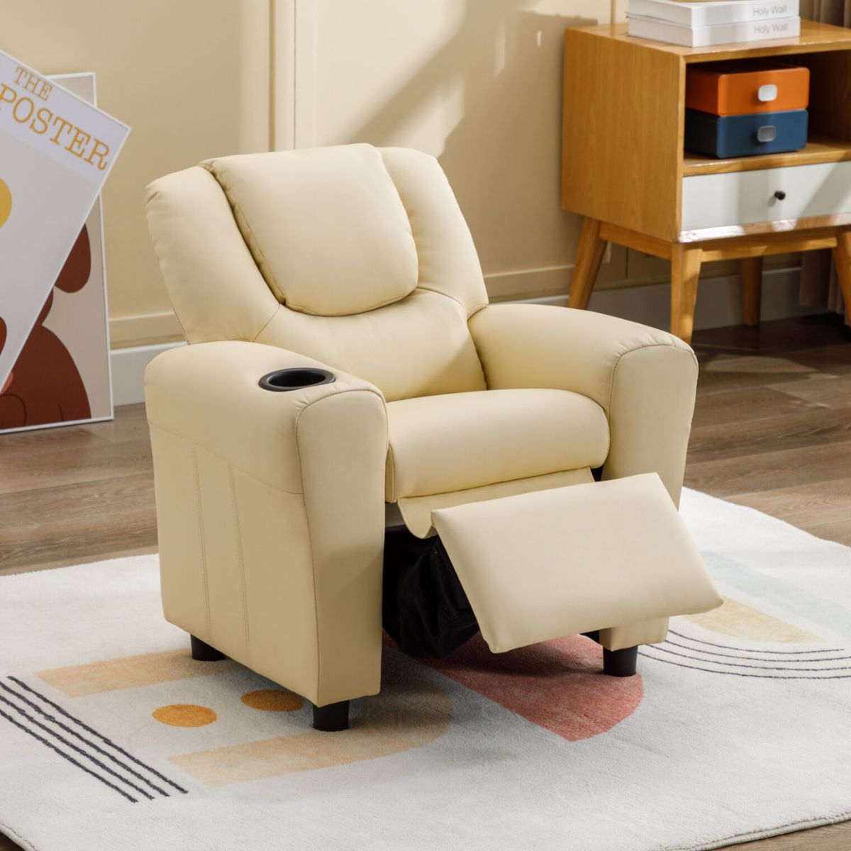 Fauteuil inclinable pour enfants avec porte-gobelet
