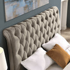 Lit traîneau en velours capitonné Kilshanny