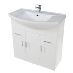 Ensemble meuble-lavabo Lanza blanc brillant avec vasque
