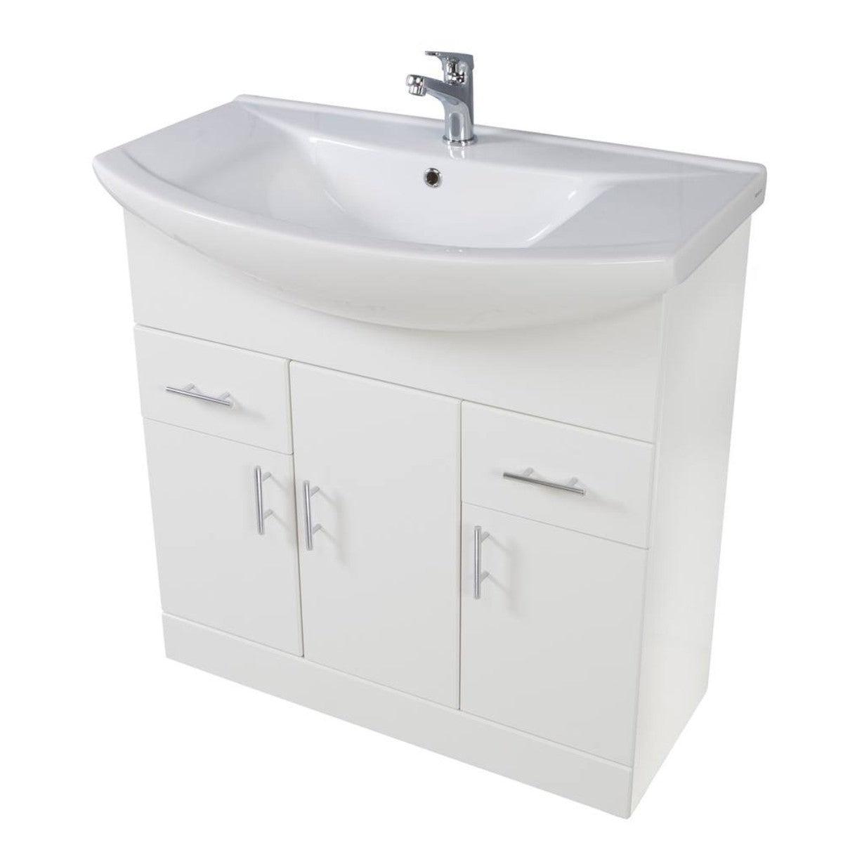 Ensemble meuble-lavabo Lanza blanc brillant avec vasque