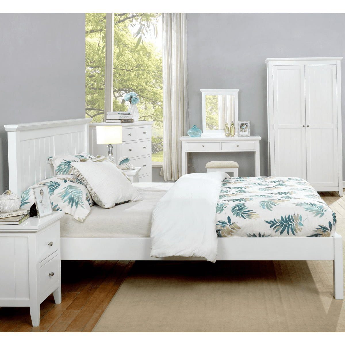 Cadre de lit en bois peint en blanc Lolly Panel