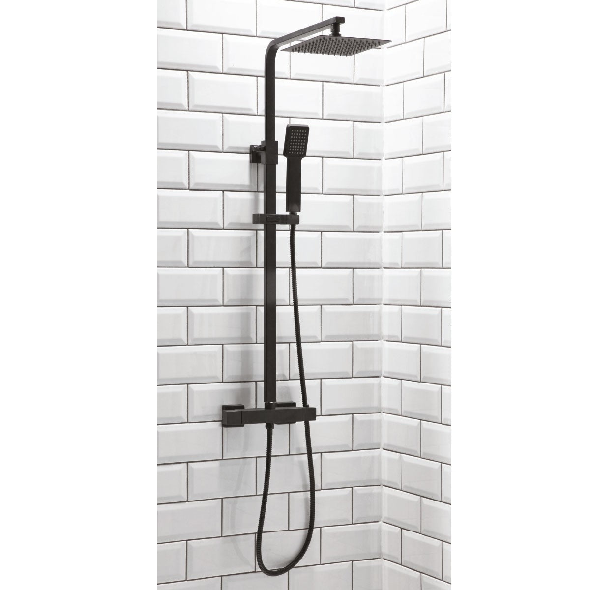 Douche à colonne rigide carrée Lunar Black