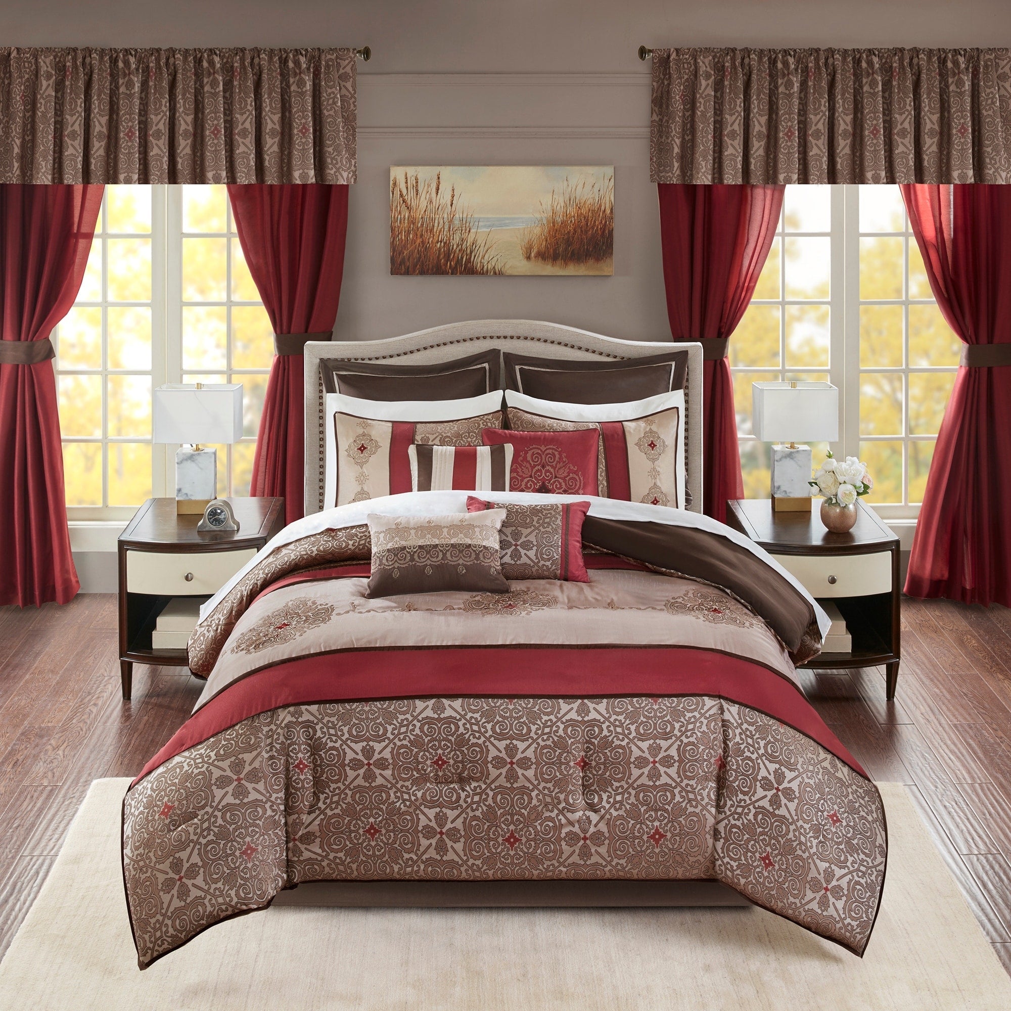 Madison Park Essentials Parker Jacquard Brodé, Ensemble de chambre 24 pièces