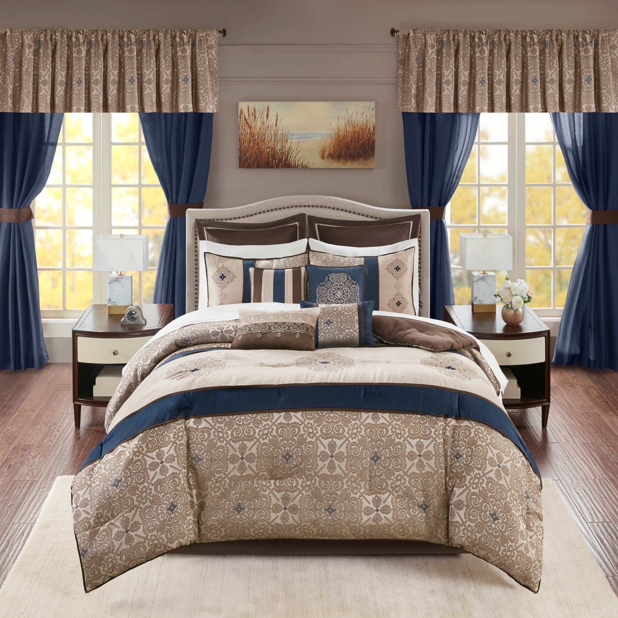 Madison Park Essentials Parker Jacquard Brodé, Ensemble de chambre 24 pièces