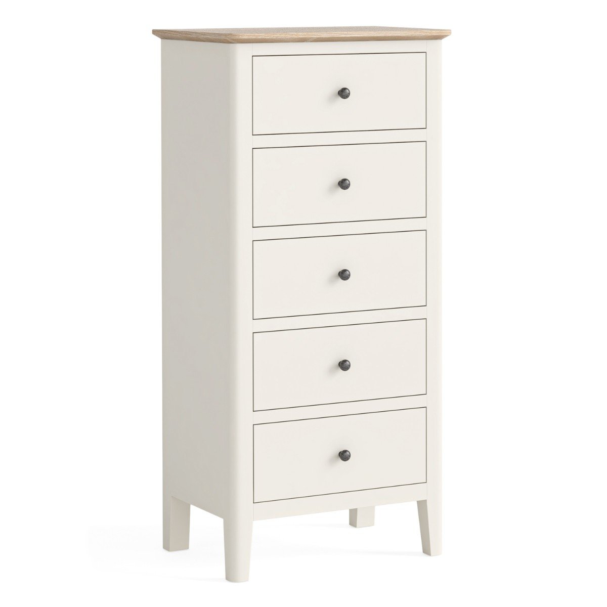 Commode haute Marcella crème à 5 tiroirs