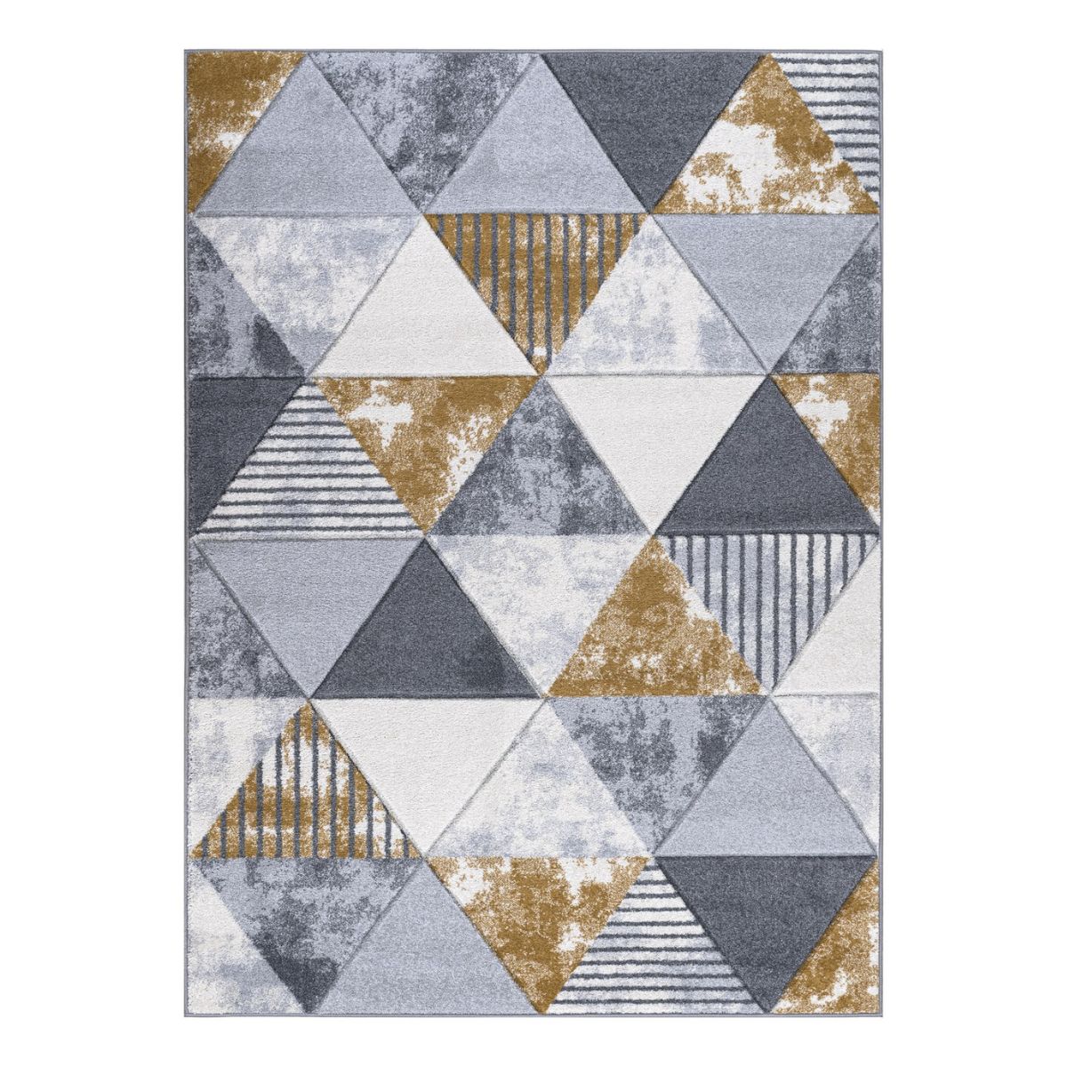 Tapis Mason à motif triangulaire moutarde et gris