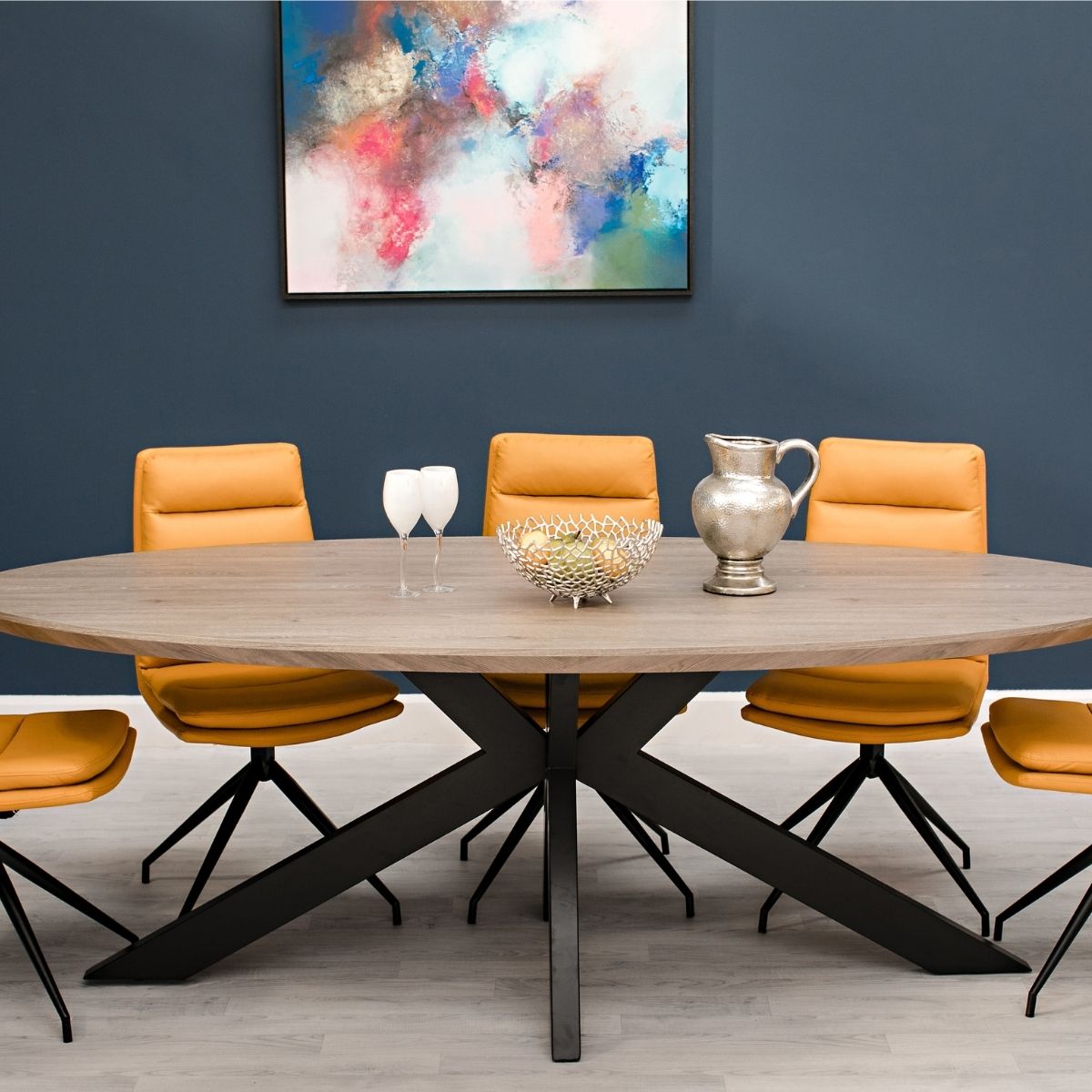 Table de salle à manger ovale grise Maudie Large