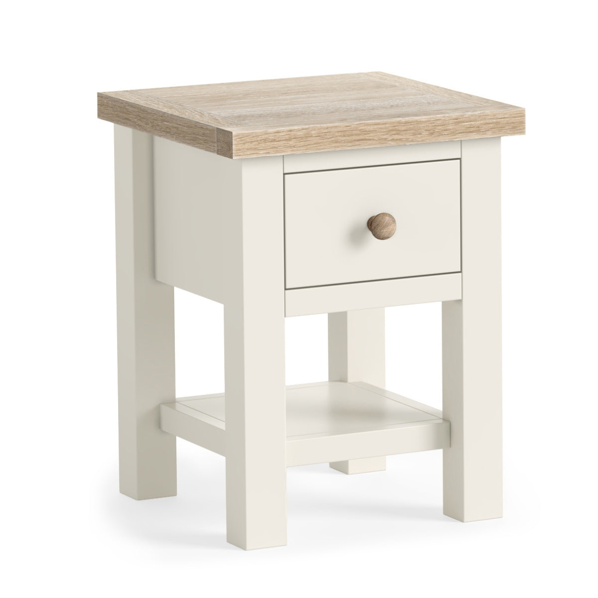 Table de chevet Monarda crème et chêne