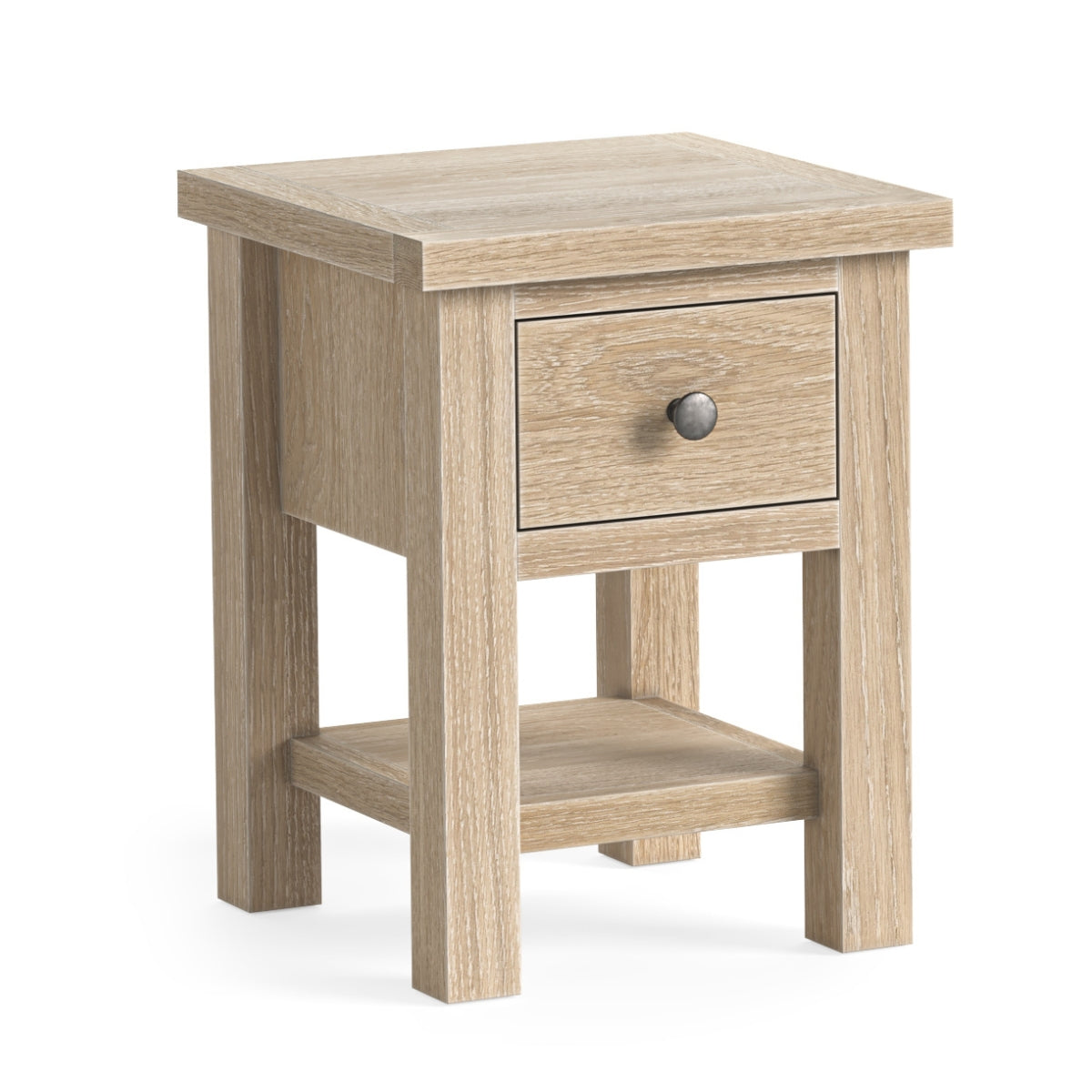 Table d'appoint Monarda en chêne avec tiroir et étagère