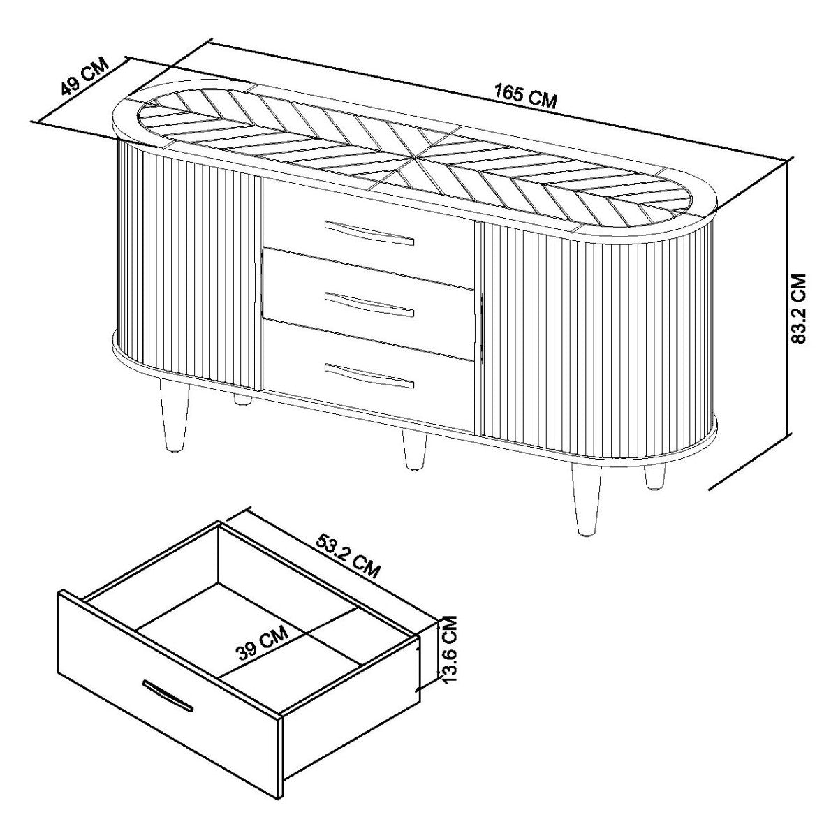 Buffet large gris Moyvane
