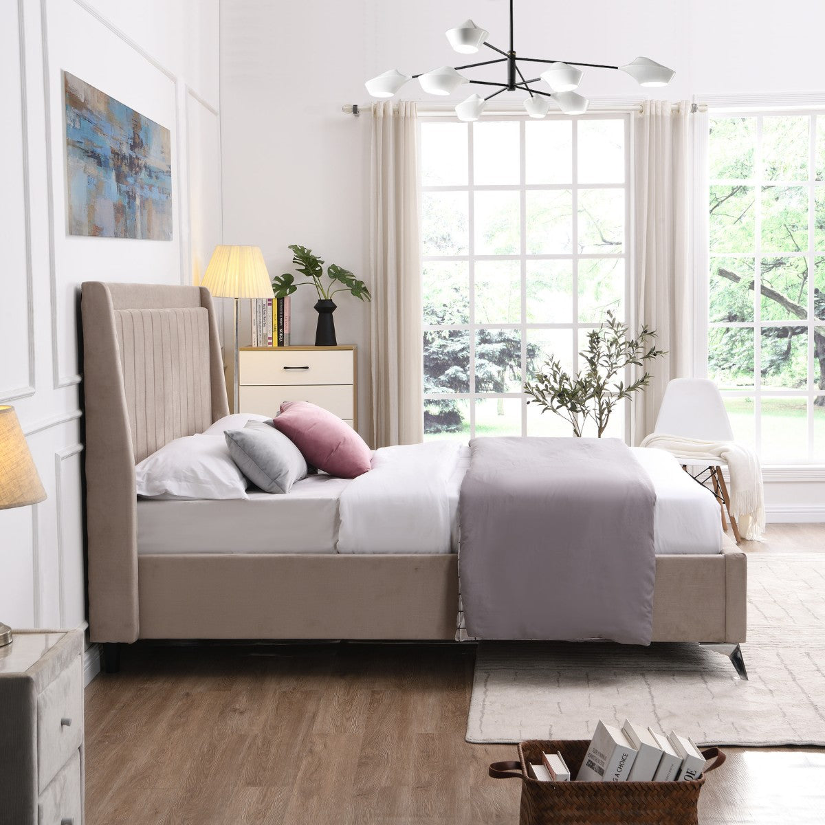 Lit capitonné Muscat avec capitonnage vertical