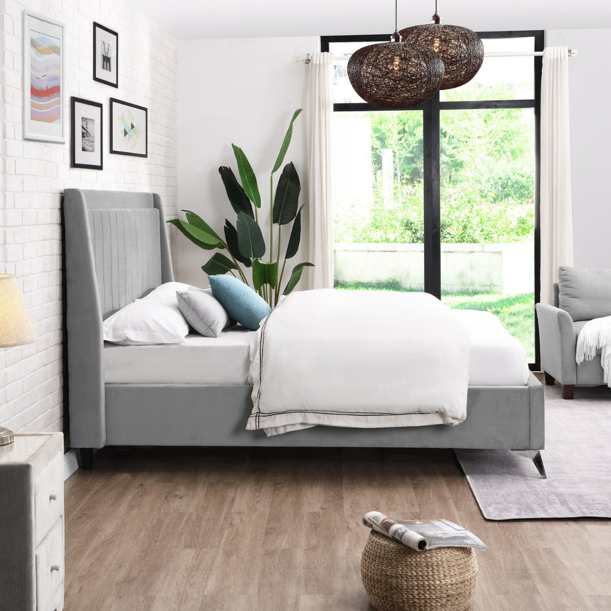 Lit capitonné Muscat avec capitonnage vertical