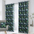 Rideaux occultants à œillets prêts à poser, motif floral bleu paradis