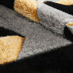 Tapis géométrique Pluton gris et or