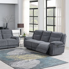 Fauteuil inclinable électrique 3 places en tissu gris Plymouth