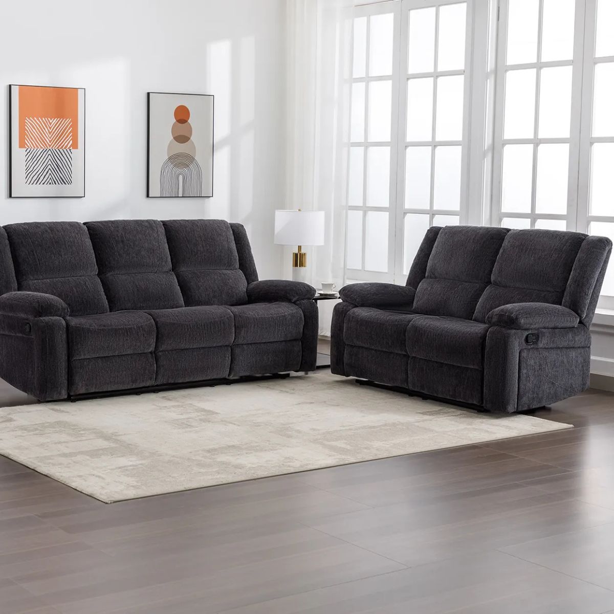 Canapé inclinable 2 places Polly Charcoal