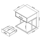 Table de chevet Riva rustique en chêne et métal, 1 tiroir