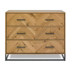 Commode Riva rustique en chêne et métal à 3 tiroirs