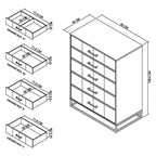 Commode Riva rustique en chêne et métal à 3 tiroirs