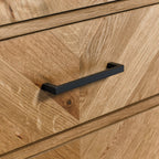 Commode haute Riva rustique en chêne et métal à 5 ​​tiroirs