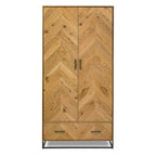 Armoire double Riva rustique en chêne et métal