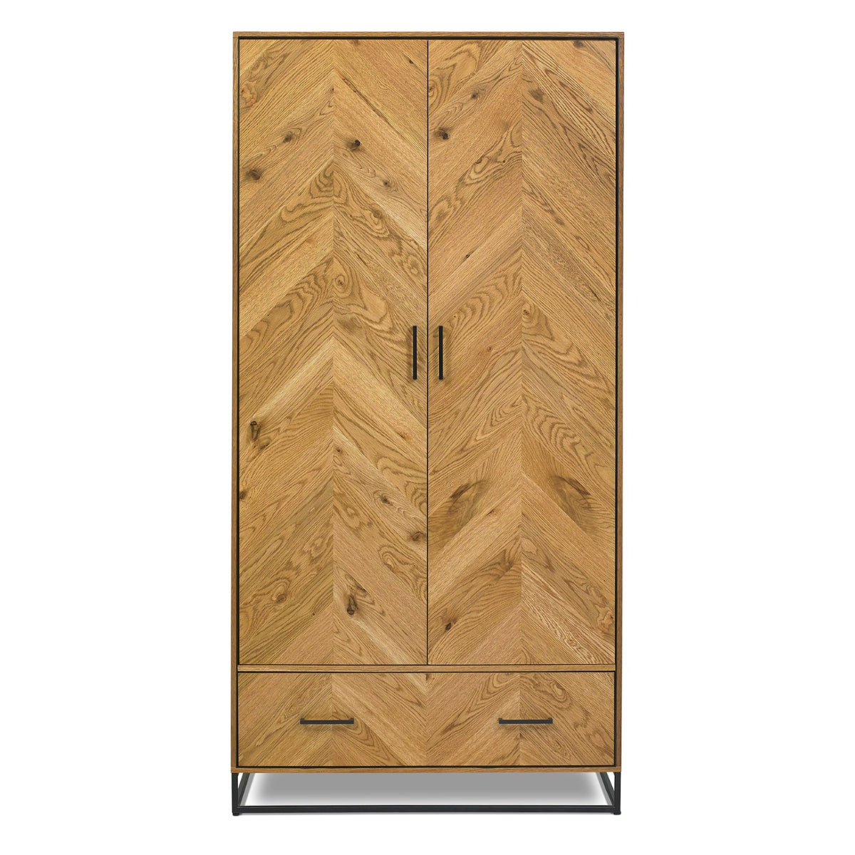 Armoire double Riva rustique en chêne et métal