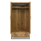 Armoire double Riva rustique en chêne et métal