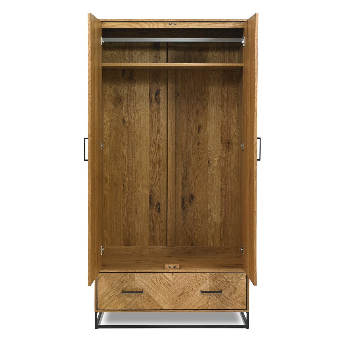 Armoire double Riva rustique en chêne et métal