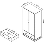 Armoire double Riva rustique en chêne et métal