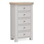 Commode haute Santana en chêne gris à 5 tiroirs