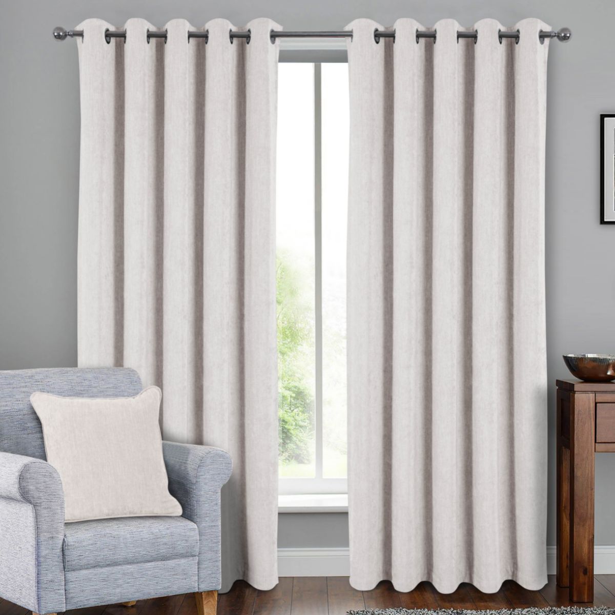 Rideaux occultants à œillets Savoy Chalk prêts à poser