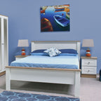 Cadre de lit bicolore Shannon ivoire et chêne