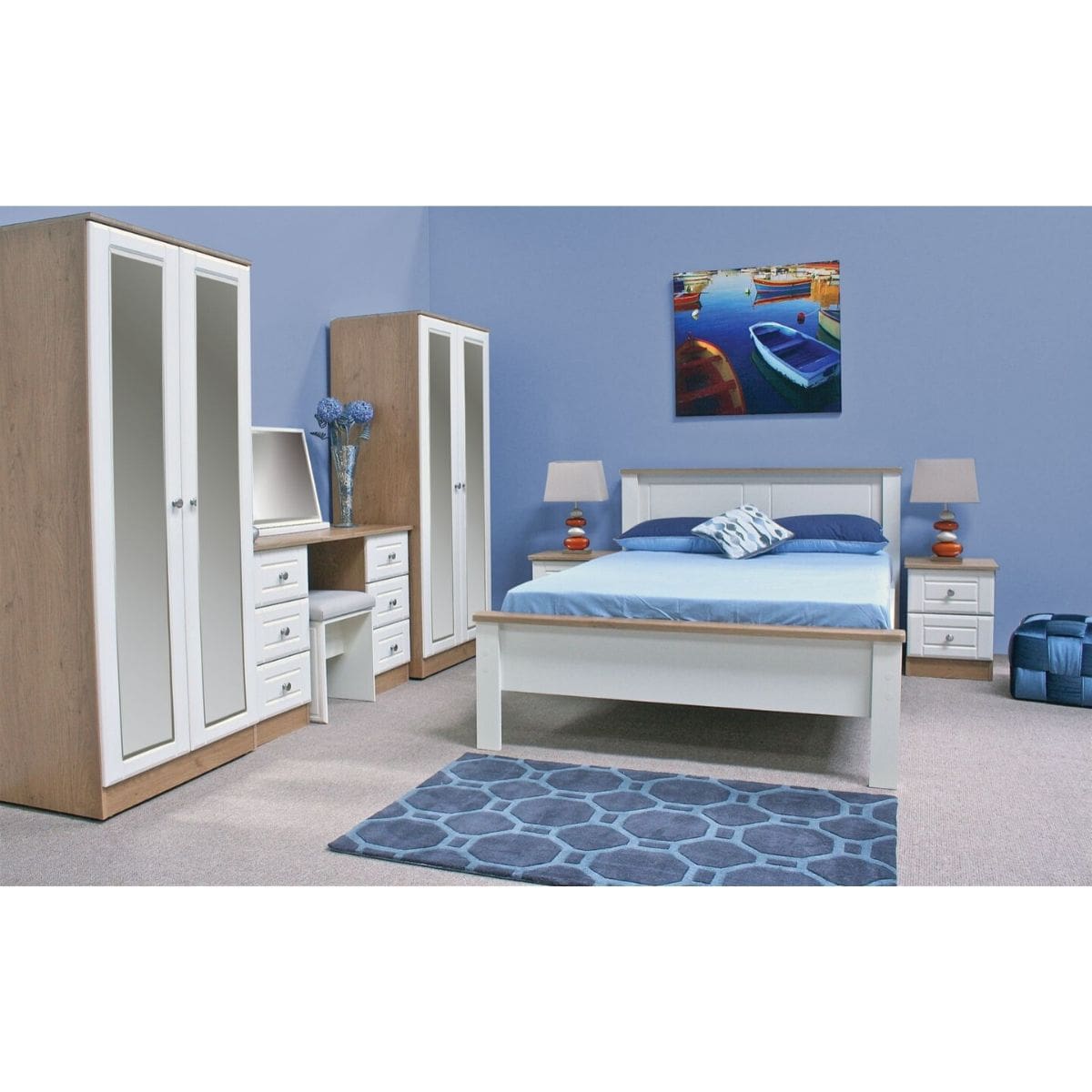 Armoire moderne Shannon ivoire et chêne