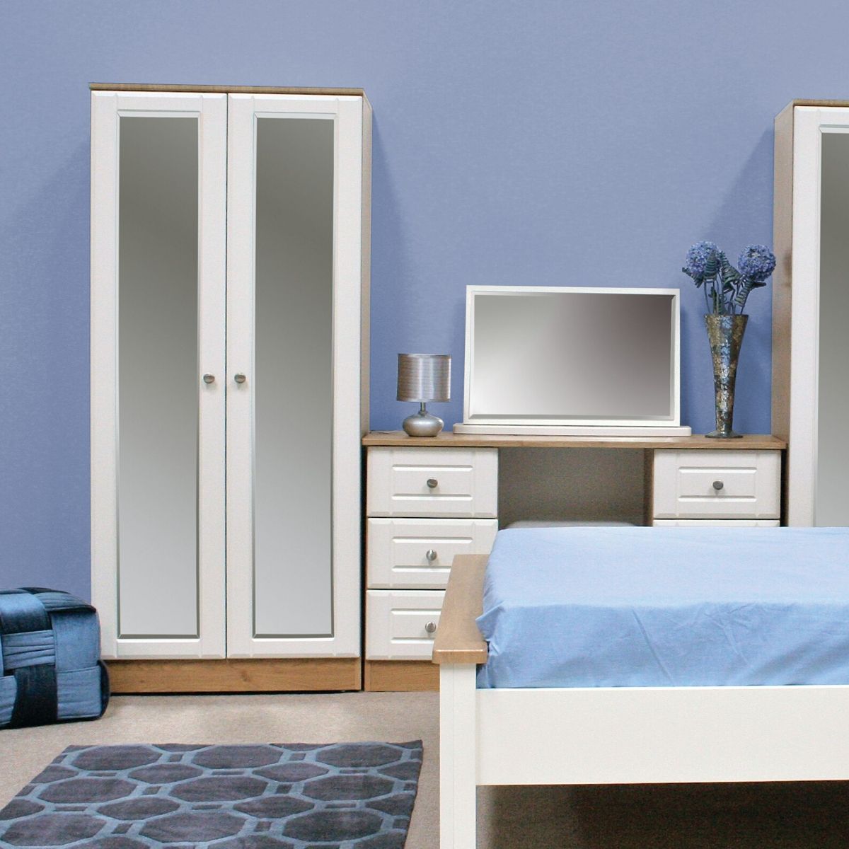 Armoire moderne Shannon ivoire et chêne