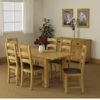 Chaise de salle à manger en bois à lattes Sonia avec assise rembourrée