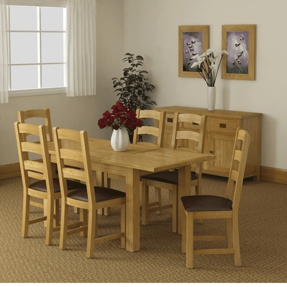 Chaise de salle à manger en bois à lattes Sonia avec assise rembourrée