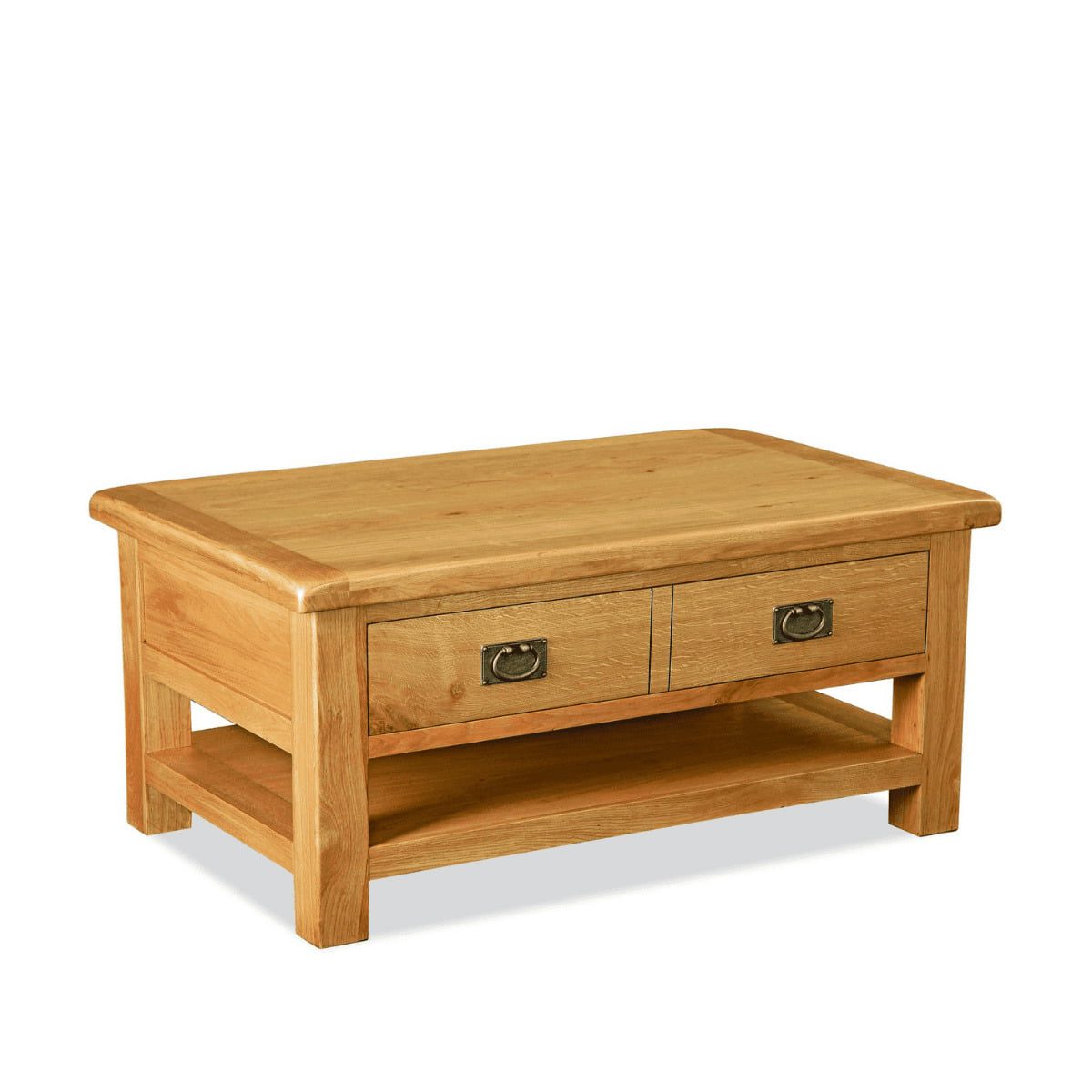 Table basse Sonia en chêne massif avec tiroirs