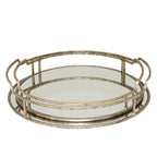 Plateau rond Drina Art Déco à miroir - Lot de deux