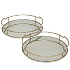 Plateau rond Drina Art Déco à miroir - Lot de deux