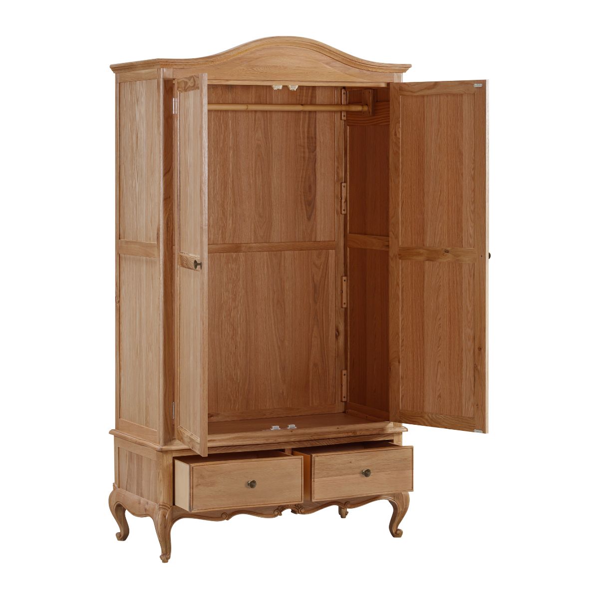 Armoire Versailles en chêne à 2 portes avec tiroirs
