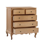 Commode haute Versailles en chêne à 5 tiroirs