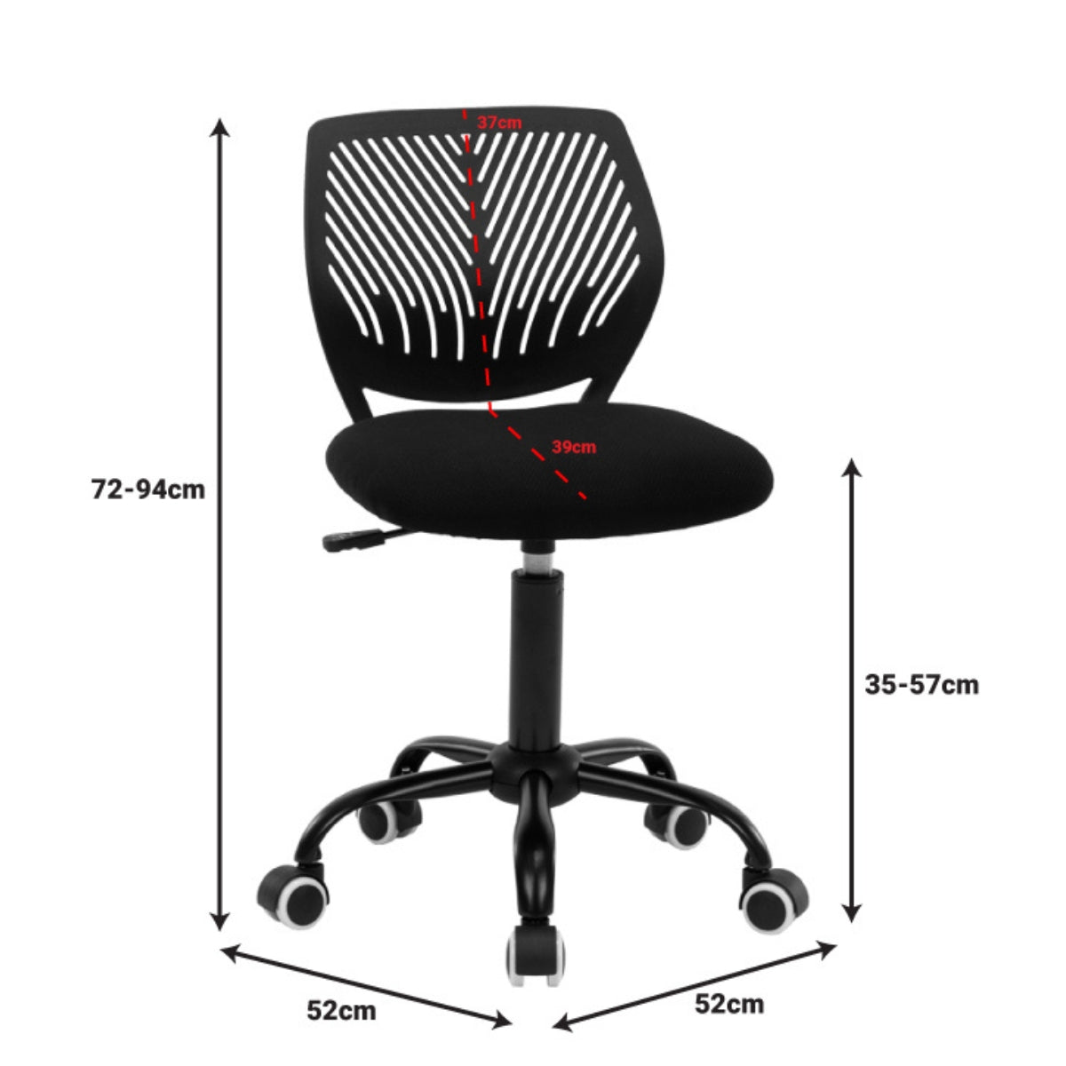 Chaise de bureau ergonomique noire Zoho Kids