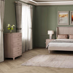 Commode haute en bois Zulema à 5 tiroirs