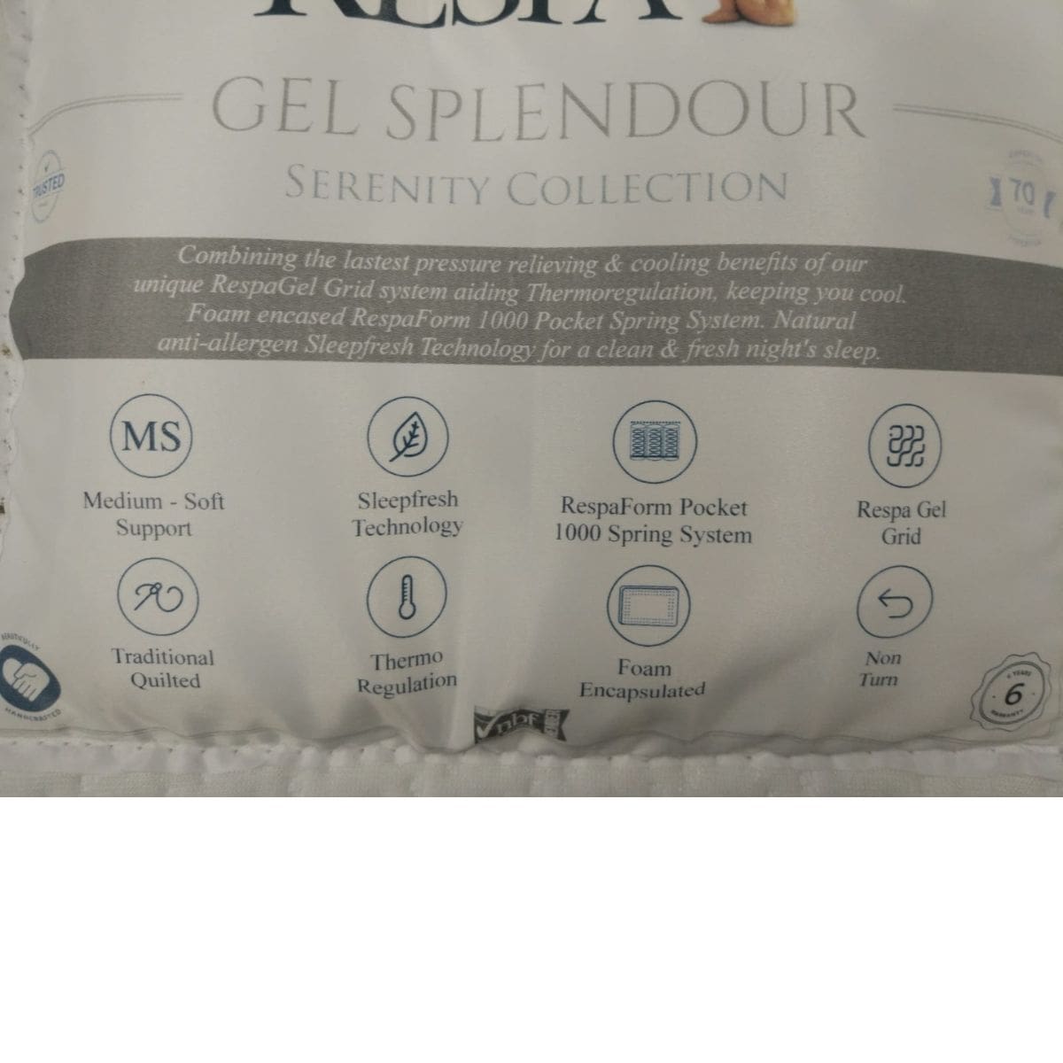 Matelas rafraîchissant Gel Splendor de Respa