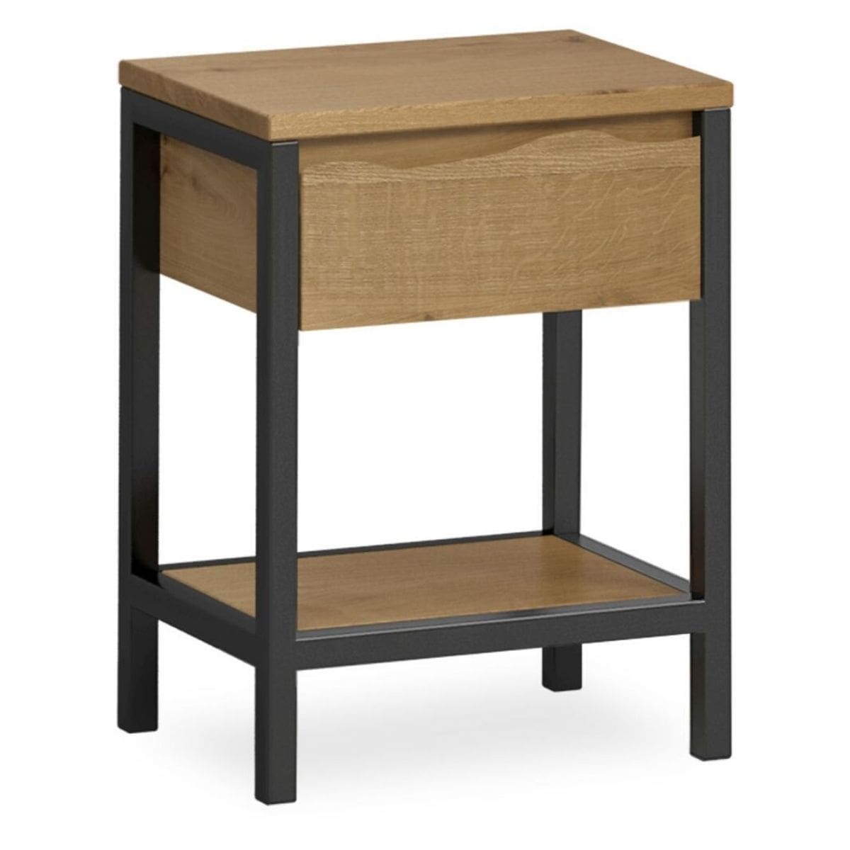 Table de chevet Heatherfield en chêne et métal