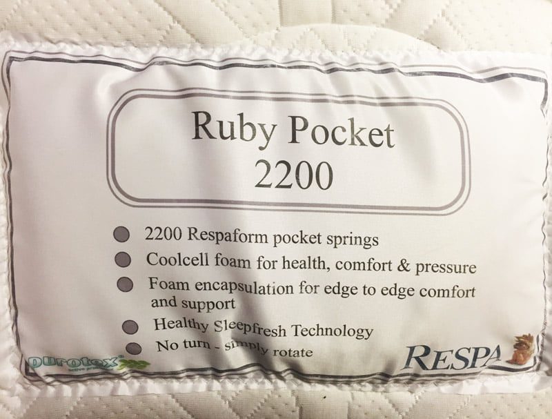 Matelas hybride rafraîchissant Ruby Pocket 2200 de Respa